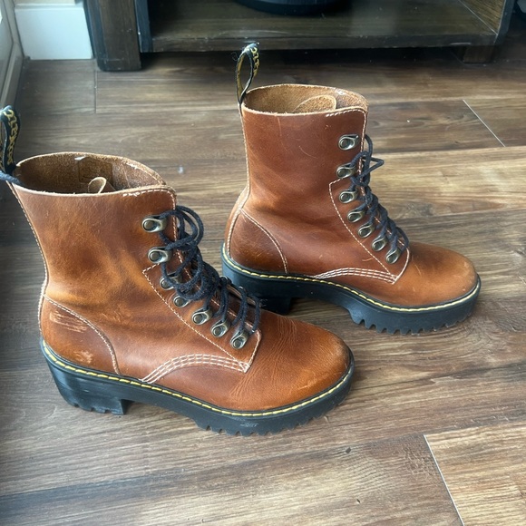 Dr. Martens Brown Leather Platform Boots - Picture 6 of 12